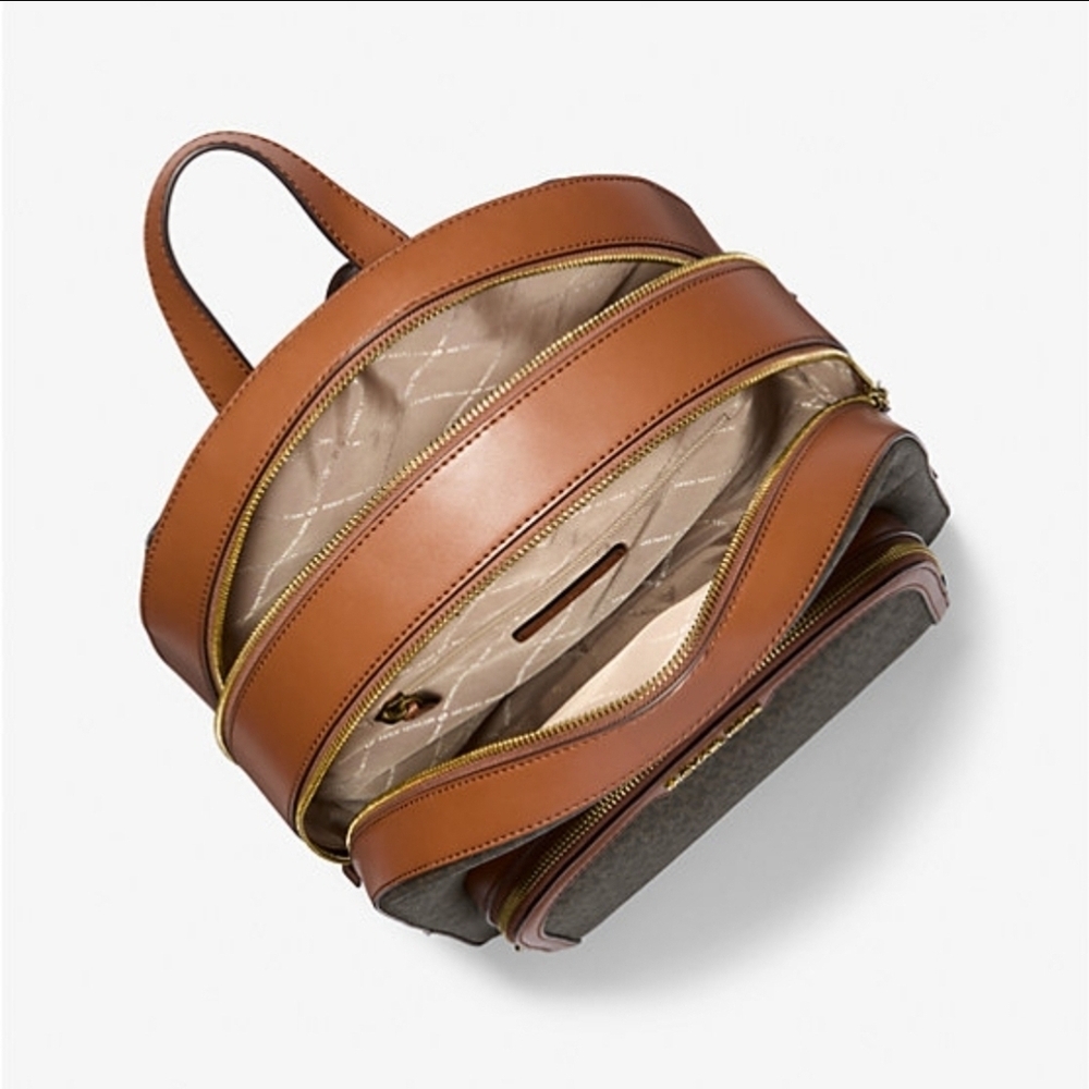 Michael Kors Monogram Brown Backpack - Picture 2 of 9